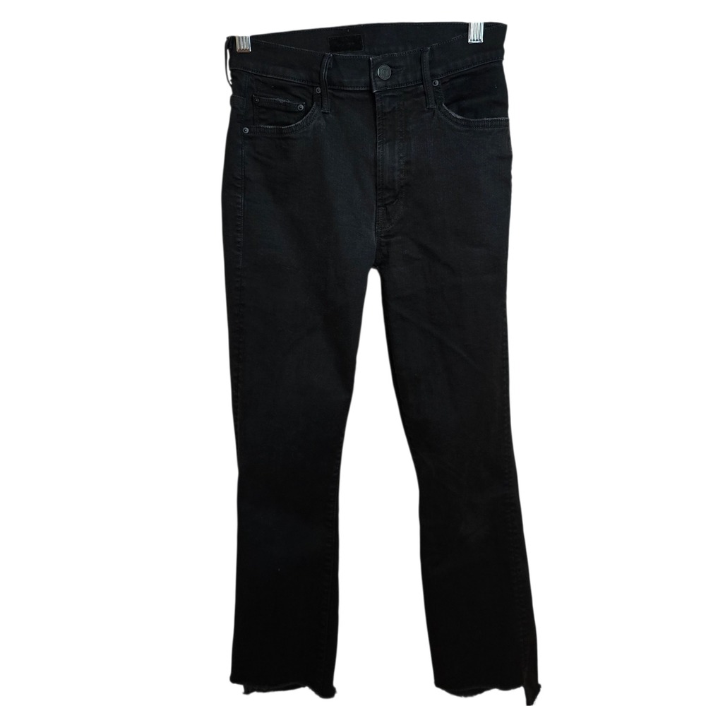 MOTHER Insider Crop Step Fray Black Jeans Size 26 High Rise Made USA